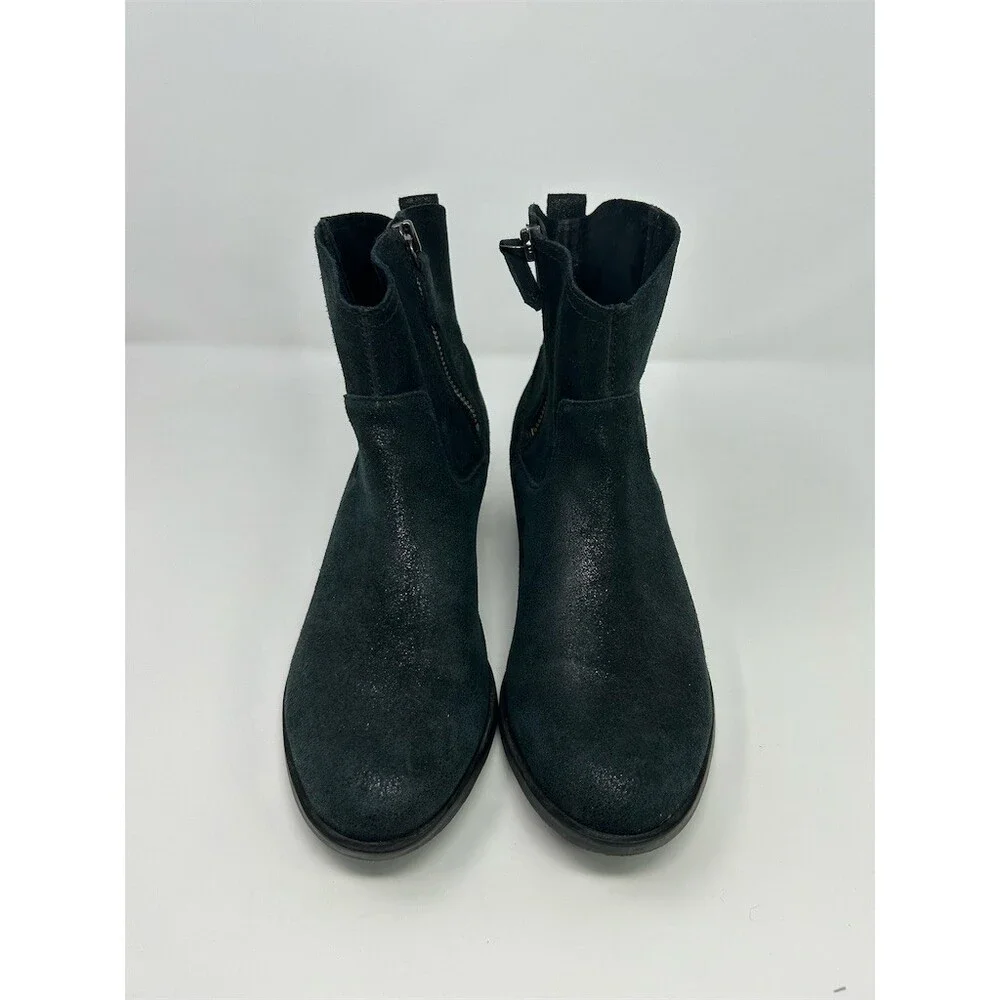 Sorel Lolla II Ankle Booties Black Metallic Side Zip Low Block Heel Size 10